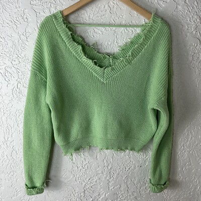 Forever 21 Cropped Fringe Sweater Size S