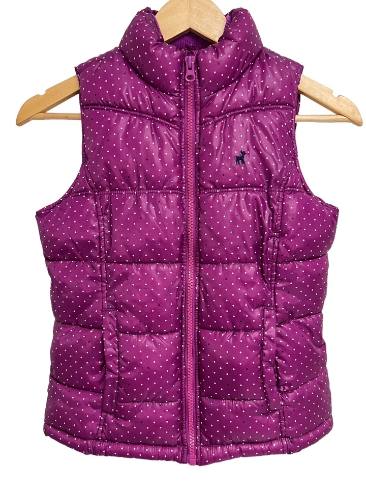 Chaleco acolchado Old Navy ON para niña sin mangas púrpura brillante lunares cremallera talla L Foto 3 de 4