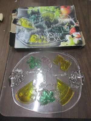 Studio Nova Colorful Oval Glass Cheese Platter 16 1/4'' Germany