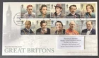 GB 2013 FDC GREAT BRITONS, WITH TALLENTS PMK - FREE UK P&P (#MUL)