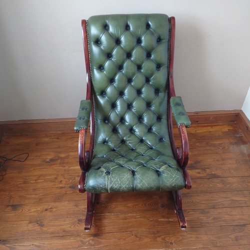 Green Leather Chesterfield Rocking Chair eBay