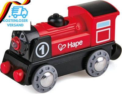 Hape Eisenbahn Batteriebetriebene Lokomotive Nr. 1, Rot/Schwarz Ab 3 Jahren