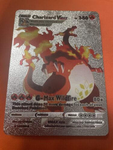 Charizard VMAX Carta fan art lamina argento