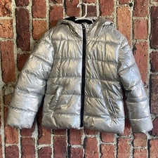 GAP Kids Silver Puffer Jacket Fleece Lined Youth Size Medium 8