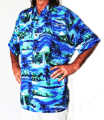 Chemise Hawaïenne Décontractée à Palmiers Et Bateaux - Taille XXL En Rayon