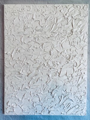 Original Minimalist Plaster Spackle Textured Painting on Canvas, All White 18x24