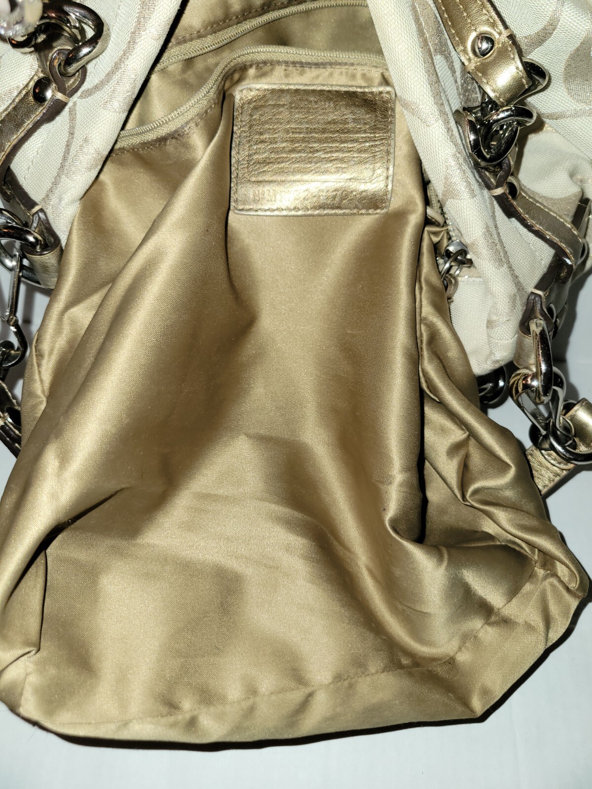 COACH Brooke Signature Metallic Beige/Gold Hobo Shoulder Bag F17990