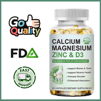 60PCS Calcium Magnesium Zinc & D3 Vitamin Capsules Support Bone Health Immune