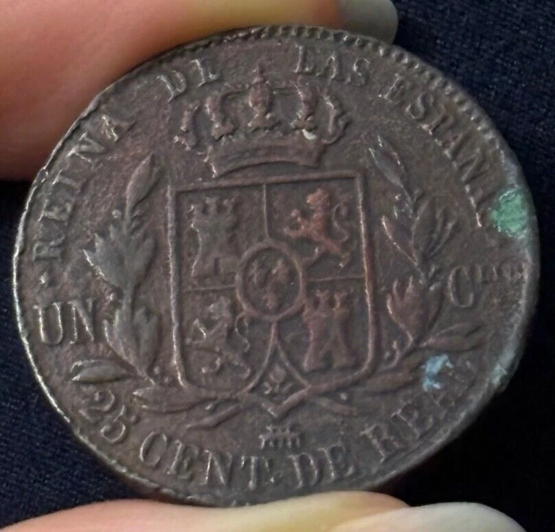 1860 SPAIN 25 CENTIMOS DE REAL ESPANA WORLD COIN - Image 2 of 4