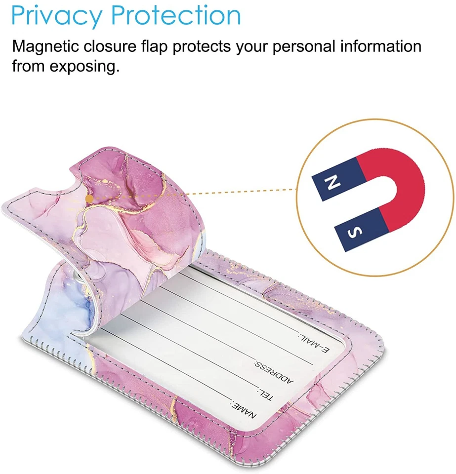[2 Piezas] Etiquetas de Equipaje Cubierta de Privacidad Etiqueta de Identificación con Lazo para Bolsa de Viaje Maleta Foto 4 de 4