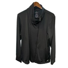 NordicTrack Full Zip Jacket Womens XL Black Stretch Mock Neck Logo