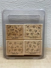 2004 Stampin Up Fabulous Four Set Of 4 Wood Mounted Rubber Stamps