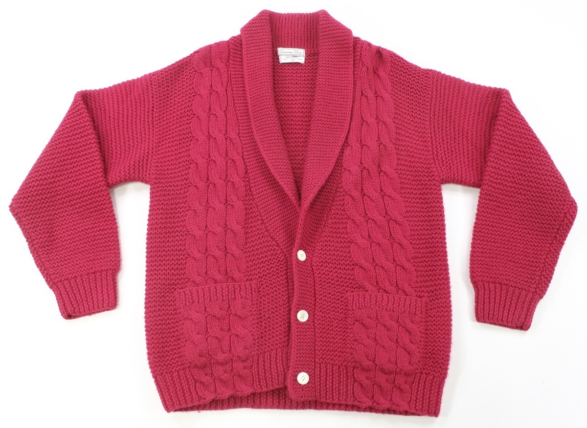 Rare Vintage CHRISTIAN DIOR Wool Cable Knit Shawl Cardigan Rare Vintage CHRISTIAN DIOR Wool Cable Knit Shawl Cardigan