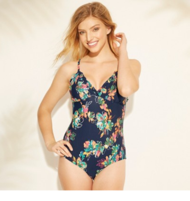 Women's Ruffle One Piece Swimsuit Sea Angel Navy Floral M C345