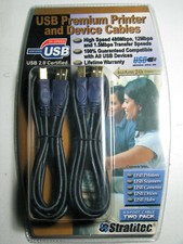 STRATITEC 6.5 Foot USB Premium Device High SPEED Cables 2 PACK Black Gold Plated