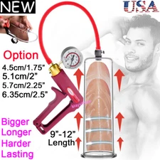 Penis Vacuum Pump Enhancer 9" Length Untapered Gauge Cylinder Diameter 1.7-2.5"