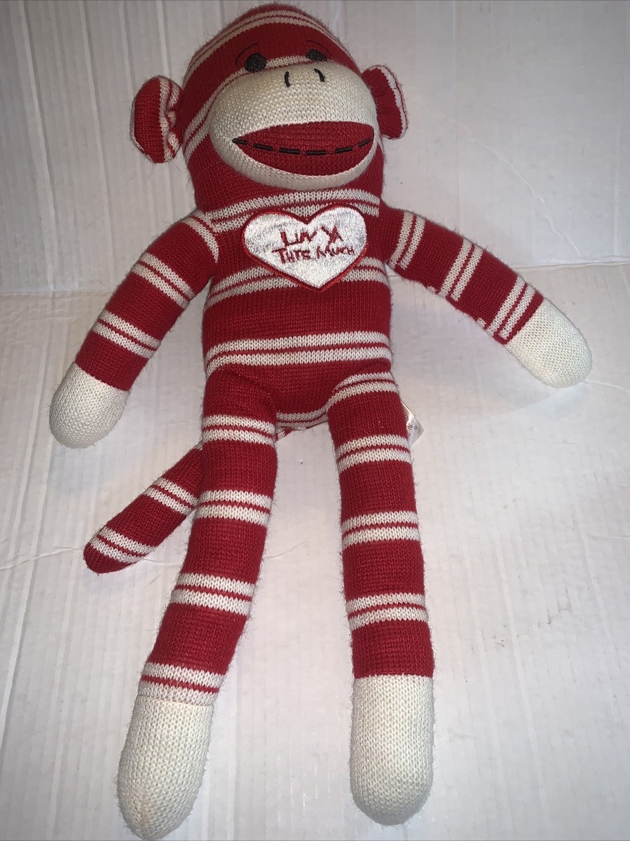 Dan Dee Red White Valentine Sock Monkey 19”