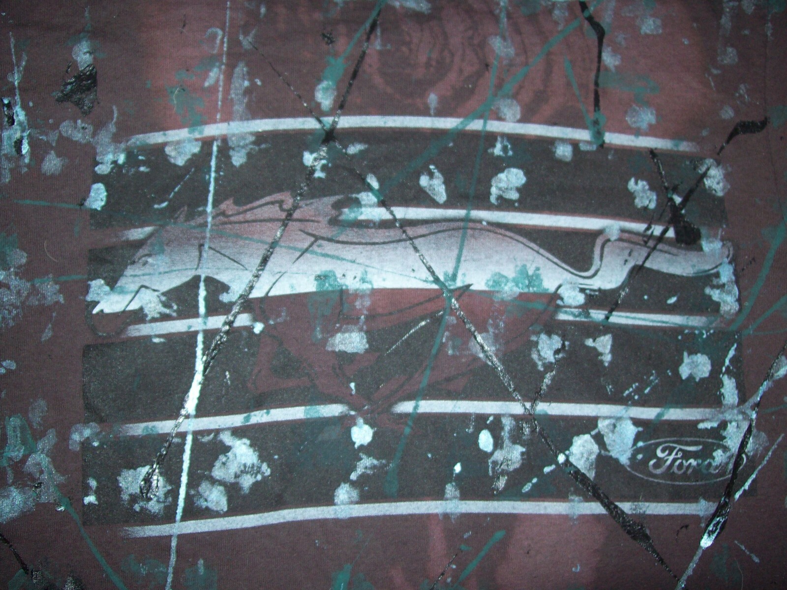 PONY T SHIRT MUSTANG originale psichedelica Ford di JCosmo ORO *DIPINTA A MANO* TAGLIA: M