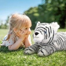 Stuffed Tiger White Plush Tiger Toy for Girls, 22inch Not Including Tail Giant