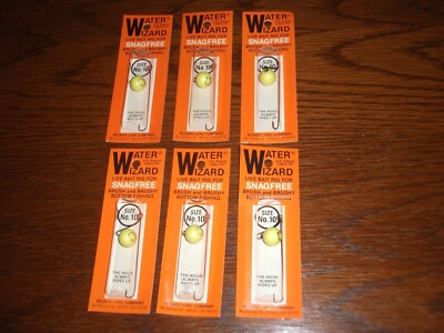 LOT OF 6 WATER WIZARD FISHING LURES SNAG FREE BAIT RIG #10 SURFACE OR OFF BOTTOM