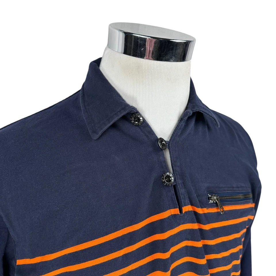 Sudadera deportiva polo vintage Ralph Lauren para hombre mediana azul naranja a rayas años 90 Foto 2 de 4