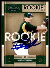 2008 Playoff Contenders Dusty Coleman Rookie Auto Oakland Athletics #22 Ticket