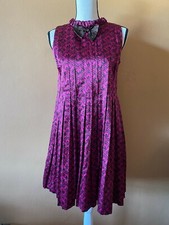 Marc By Marc Jacobs Pink Abstract Print Cotton Pleated Bow Mini Dress Size 4