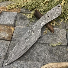 SHARD CUSTOM HAND FORGED DAMASCUS STEEL SKINNER BLANK BLADE KNIFE  W/Sheath