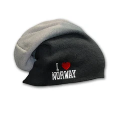 Slouchy Beanie for Men I Love Norway I Love Winter Hats Acrylic Women Skull Cap
