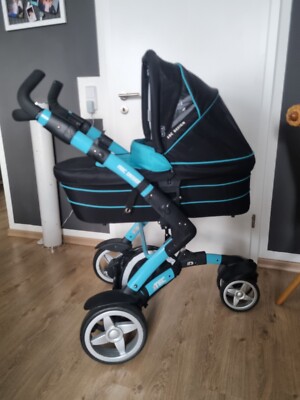 Retro Nostalgie Kinderwagen ABC DESIGN 3 TEC Schwarz/trkis | eBay.de