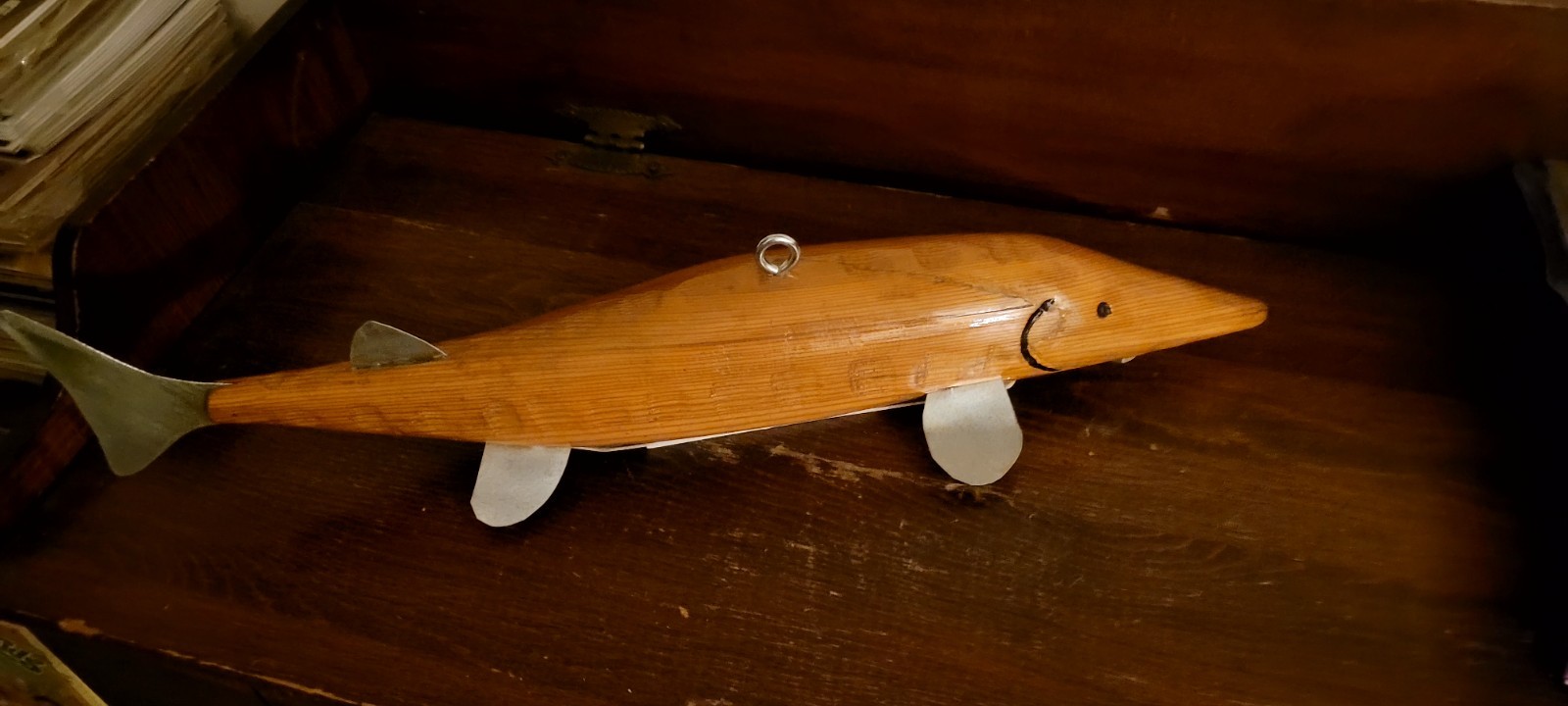 Handmade Wooden Sturgeon Spearing Decoy