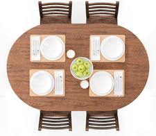 Oval Fitted Vinyl Tablecloth with Elastic Edged Flannel Backing, Waterproof Wi