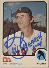 1973 TOPPS Bill Lee Auto Card #224 Boston Red Sox Vintage Baseball Signed MLB