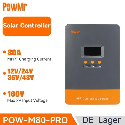 PowMr 80A 100A Solar Laderegler MPPT PWM Ladegerät Regler 12V 24V 48V PV 160V