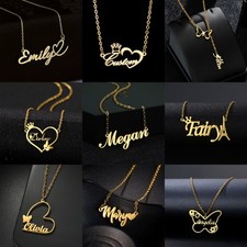 Custom Stainless Steel Personalized Letter Name Necklace 18K Gold Plated Jewelry