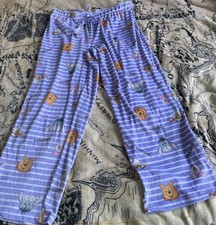 Disney Winnie The Pooh Size Large Purple Striped Pajama Pants Very Soft