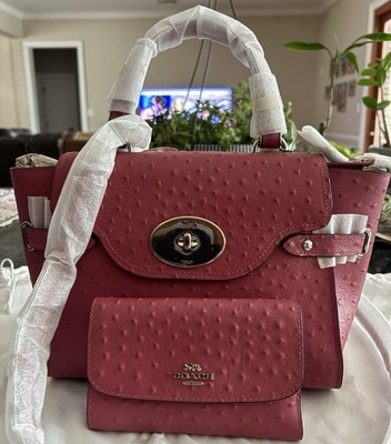 Coach NWT Blake Ostrich-Embossed Leather  Satch& Matching Wallet  F44707. F67594
