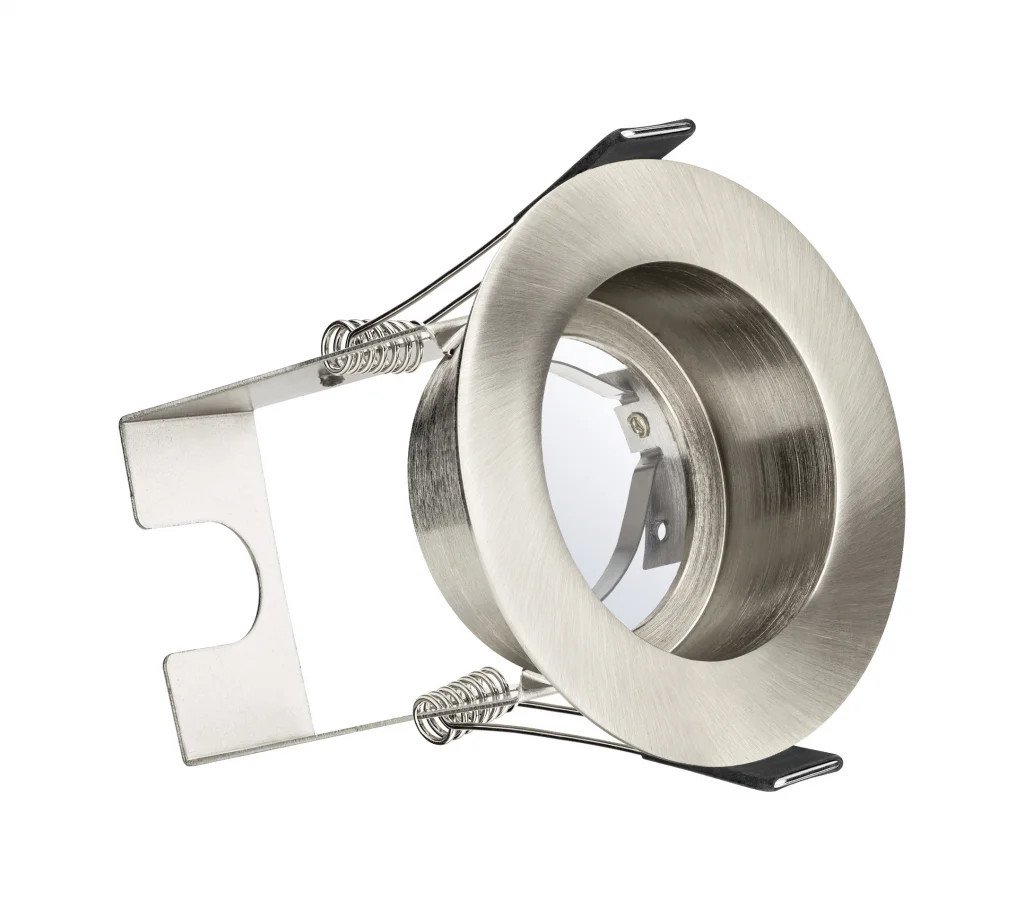 Downlight Silver Evofire IP65 Fire Rated GU10 With Insulation Guard Baffled