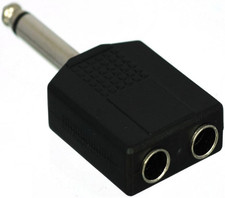 6.35Mm 1/4 Inch Mono Male to 2 Female Splitter Adapter - 1/4 TS Male to Dual TS