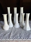 VNTG MILK GLASS Hoosier Glass Randall E.O. Brody Co. Lot Of 8 Bud Vases 5 Marked