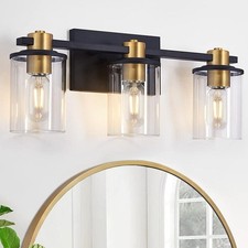3 Light Bathroom Vanity Light Over Mirror, Modern Wall Sconce with Glass Shade