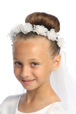 Holy 1st Communion Veils, White, Veil for Kids, Girls Accessories, Ages 7-16