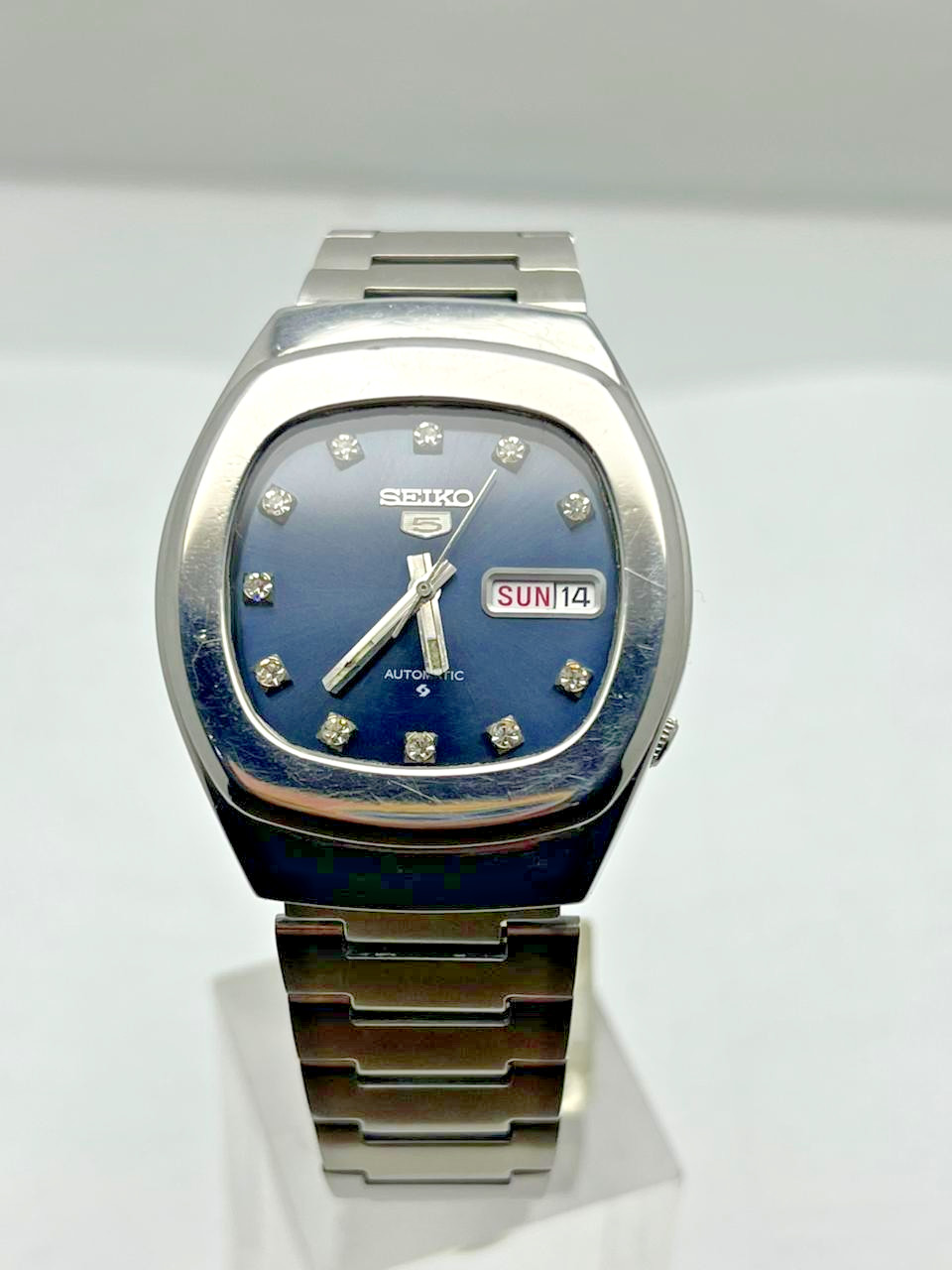 5 Seiko Dial Japan Blue Vintage Automatic Men's Watch Day/Date - vintagewatches.pk