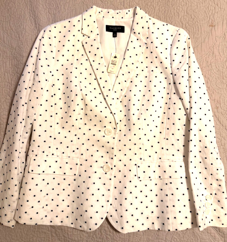 TALBOTS White embroidered cotton lined blazer sz. 12p NWT