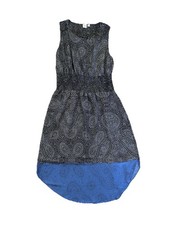 Gap Dress Women’s Small Geometric Sleeveless Smoked Shoulder Waist Black Blue