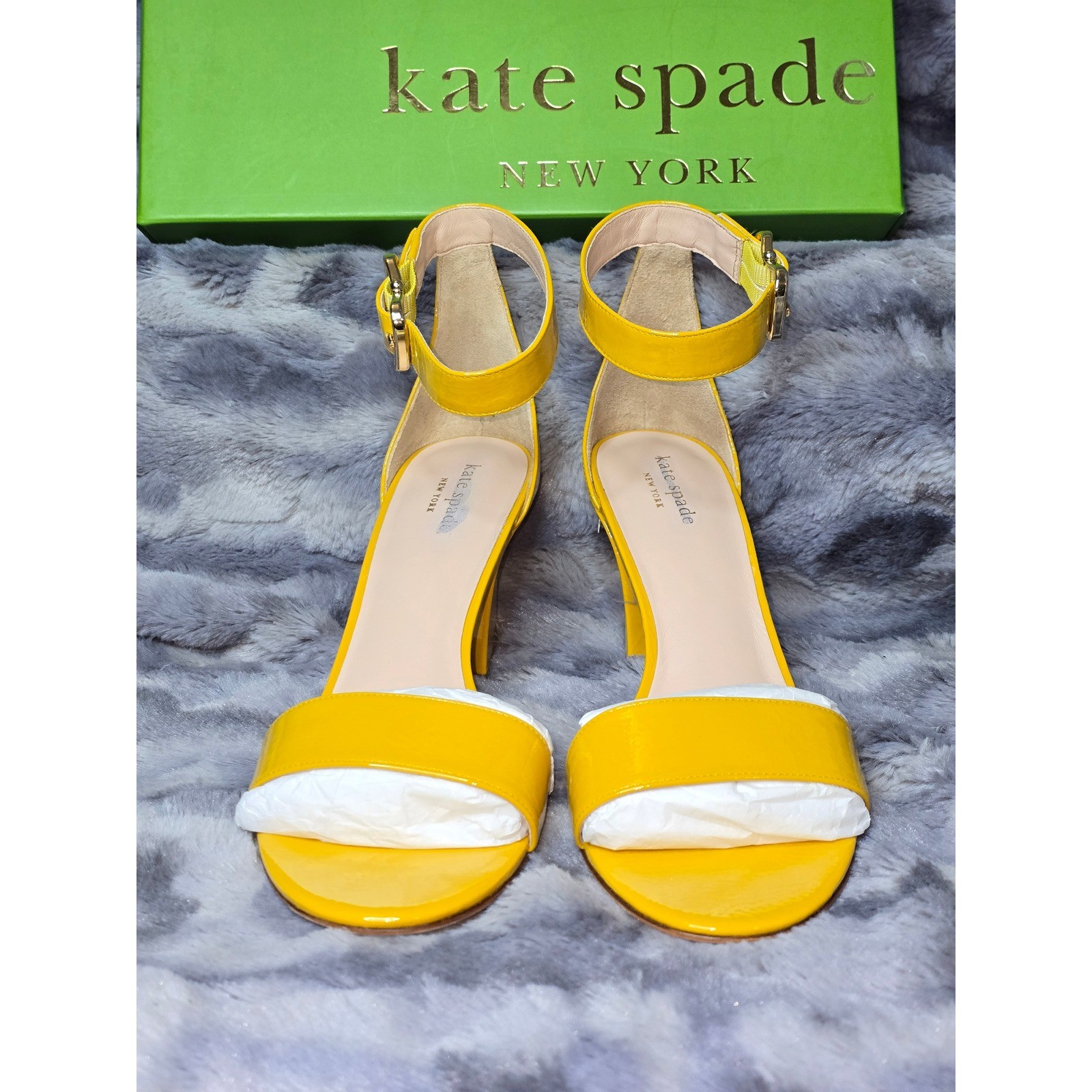 NWB Kate Spade Susanne in Marigold Patent Leather Block Heels 9.5 thumbnail 2