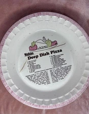  WATKINS DEEP DISH PIZZA PIE PLATE WITH RECIPE PRINTED IN PLATE - READ