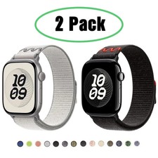 2 PACK Sport Loop Nylon Band for Apple Watch Ultra 12 10 9 8 7 6 5 4 SE 40-49mm