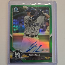 Topps 2018 Bowman Chrome Green Refractor /99 Austin Allen #BCPA-AAL Auto