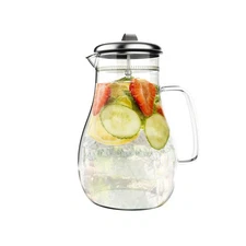 Glass Pitcher64oz. Carafe With Stainless Steel Filter Lid Heat Resistant To 300f